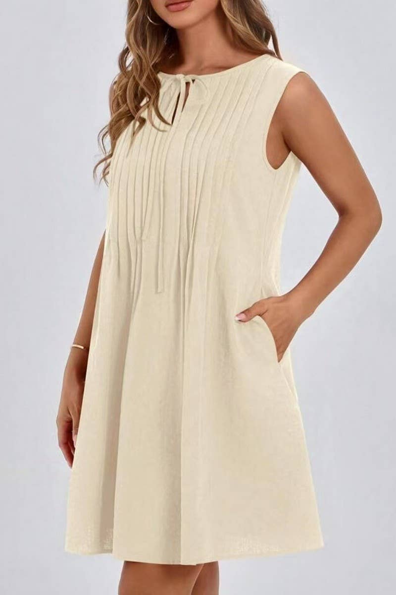 CWDSD10614_SUMMER FASHION SHORT SLEEVELESS RESORT DRESS