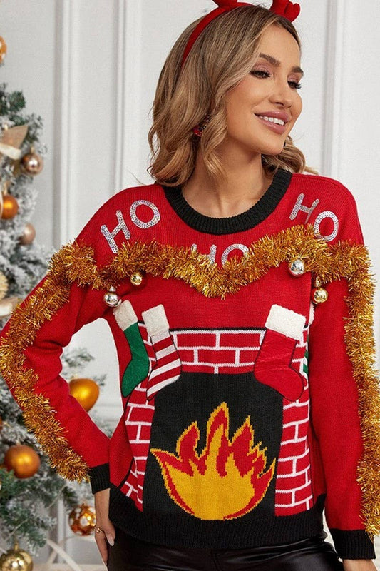CWOSWL2441_CHRISTMAS DECORATION EMBROIDERY CHRISTMAS SWEATER