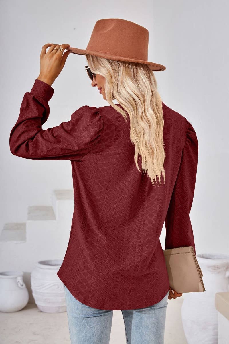 CWTBLL2687_FALL COMMUTER V-NECK LONG-SLEEVED TOP