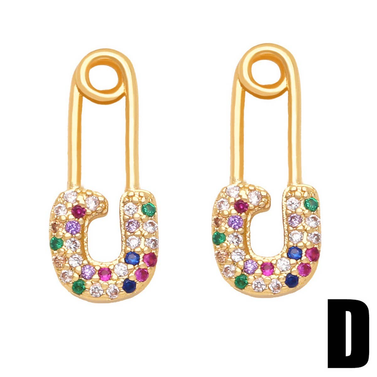 SET WITH COLORED ZIRCON PAPER CLIP EARRINGS