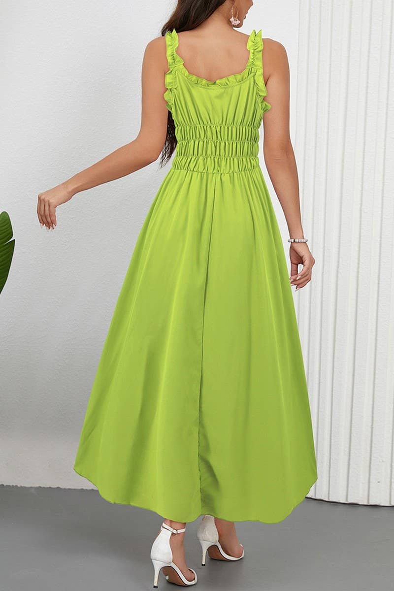 CWDMD6206_CASUAL SOLID COLOR WAIST TIE CAMI MAXI DRESS