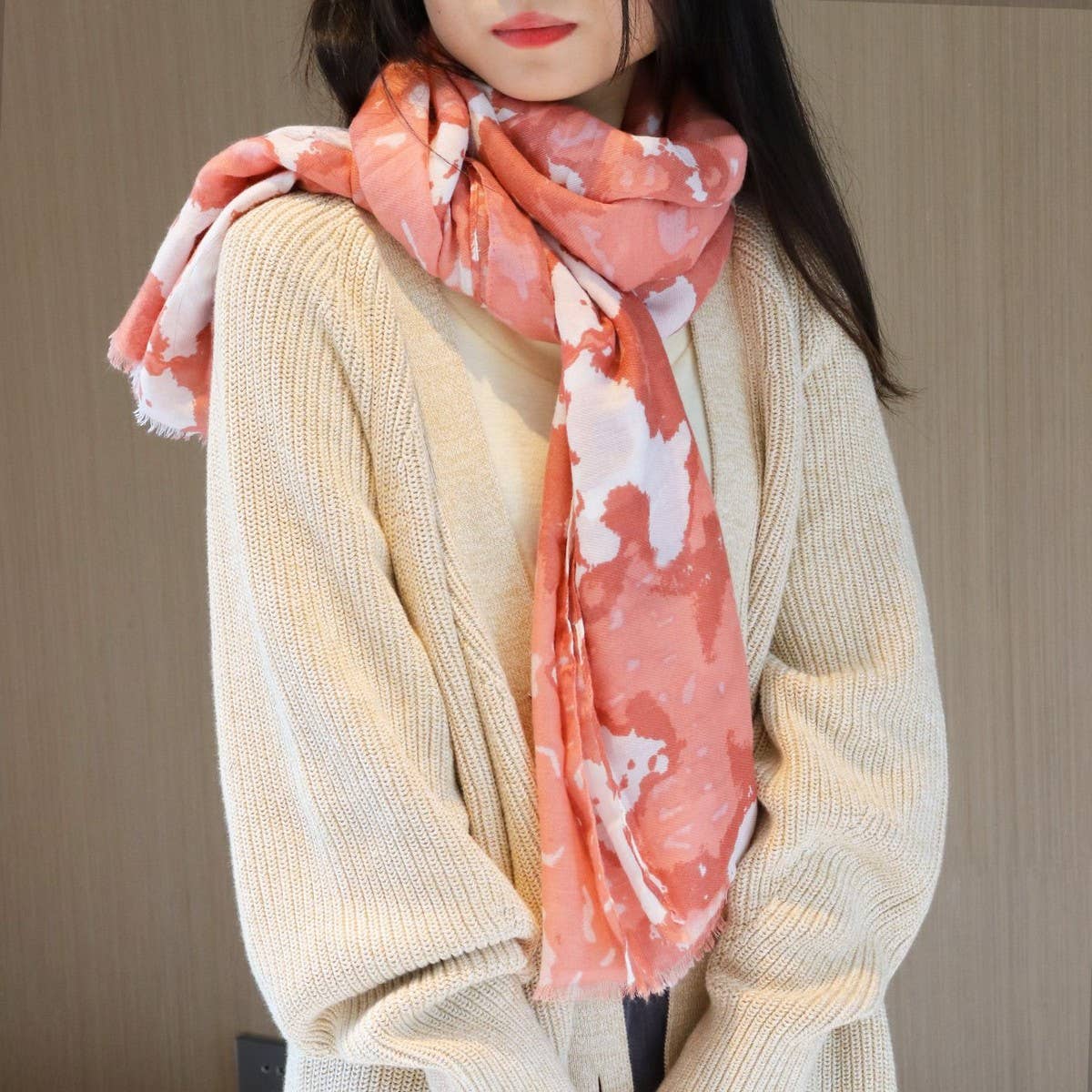 THIN PRINTED TIE-DYE SUNSCREEN SCARF