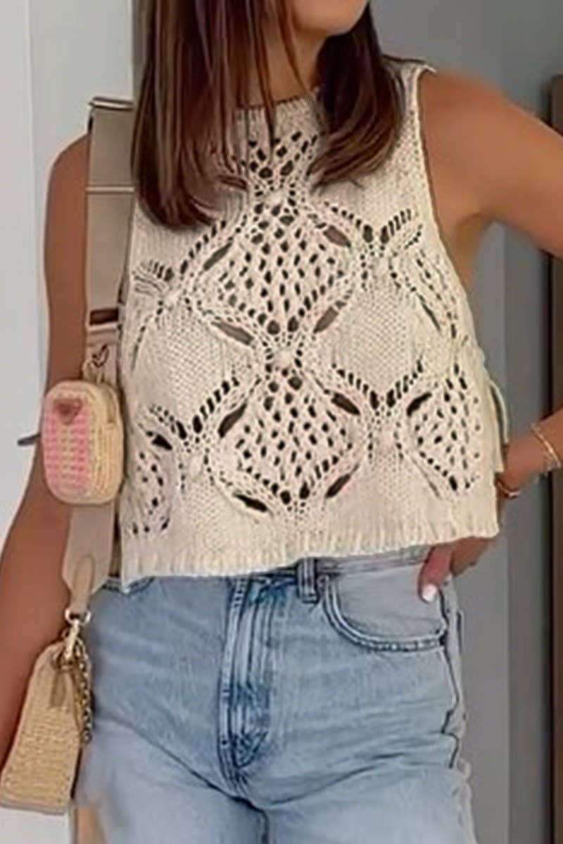 CWTSTSL00018_HOT GIRL STYLE SLEEVELESS HOLLOW VEST