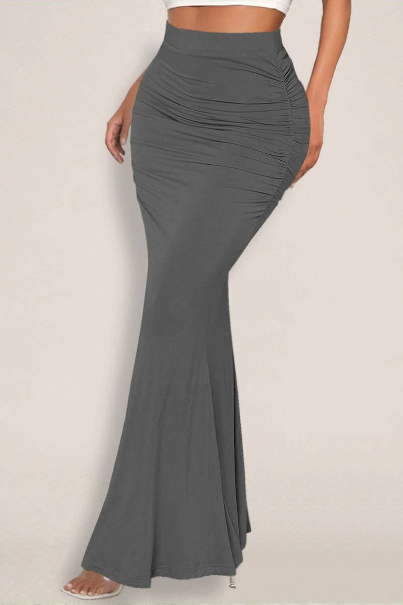 CWBLS0427_SUMMER SEXY HIGH-WAISTED RUCHED MAXI SKIRT