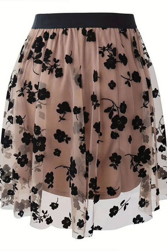 CWBSS0193_FLOCKING MESH FLOWER SKIRT