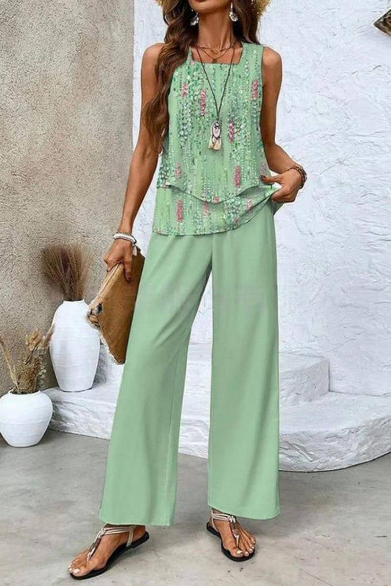 CWSS01313_SLEEVELESS DOUBLE-LAYER VEST AND PANTS SET