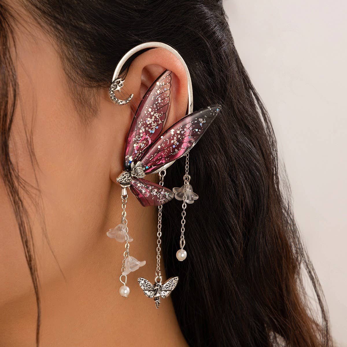 ELF EAR BUTTERFLY OUTLINE NON-PIERCING EARRINGS