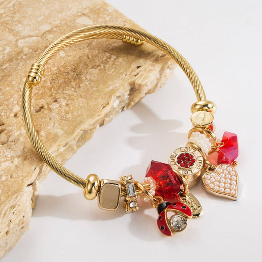 Stainless Steel Charm Bracelet with Beads_CWMM8619