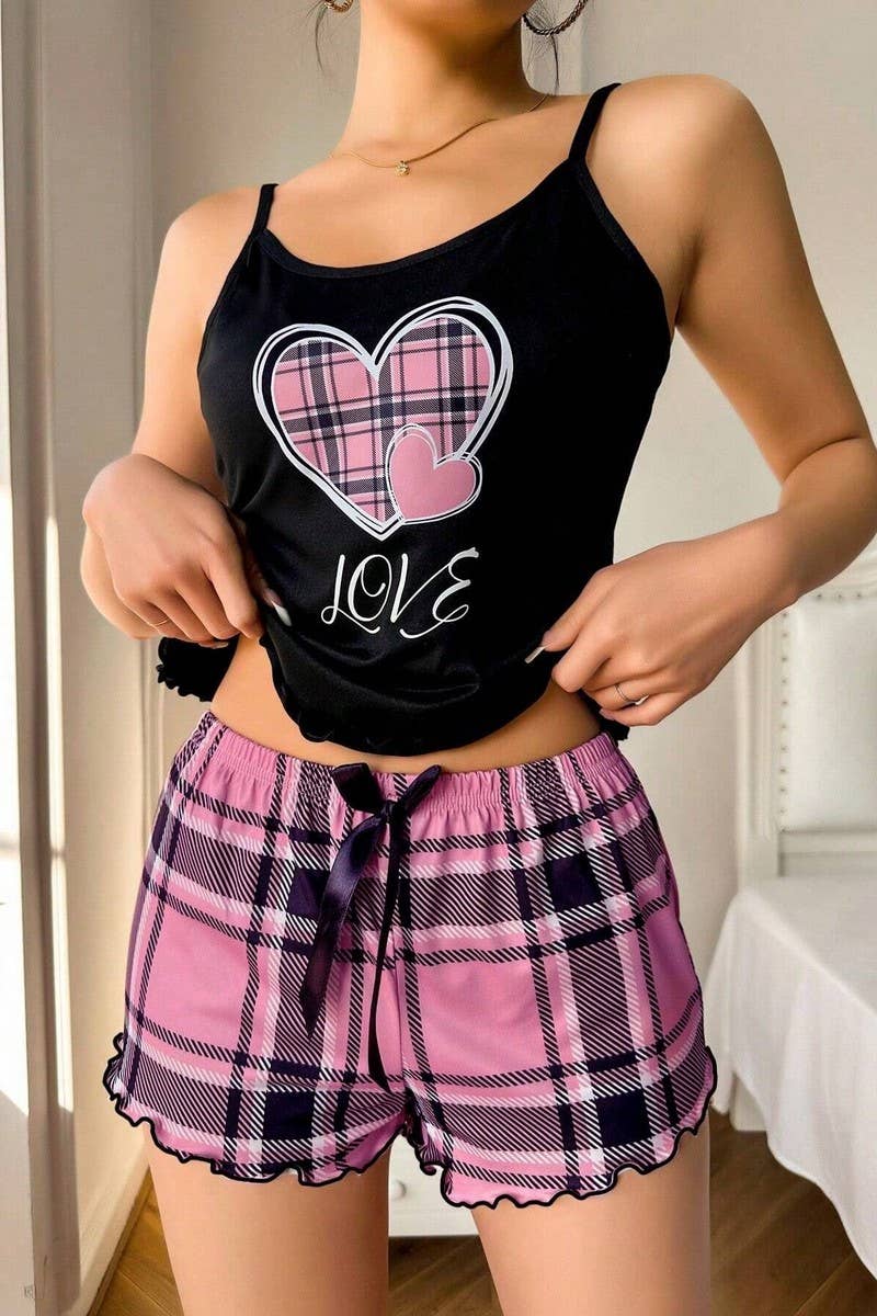 CWSPJ00473_SEXY CAMI MILK SILK PAJAMA SHORTS SET