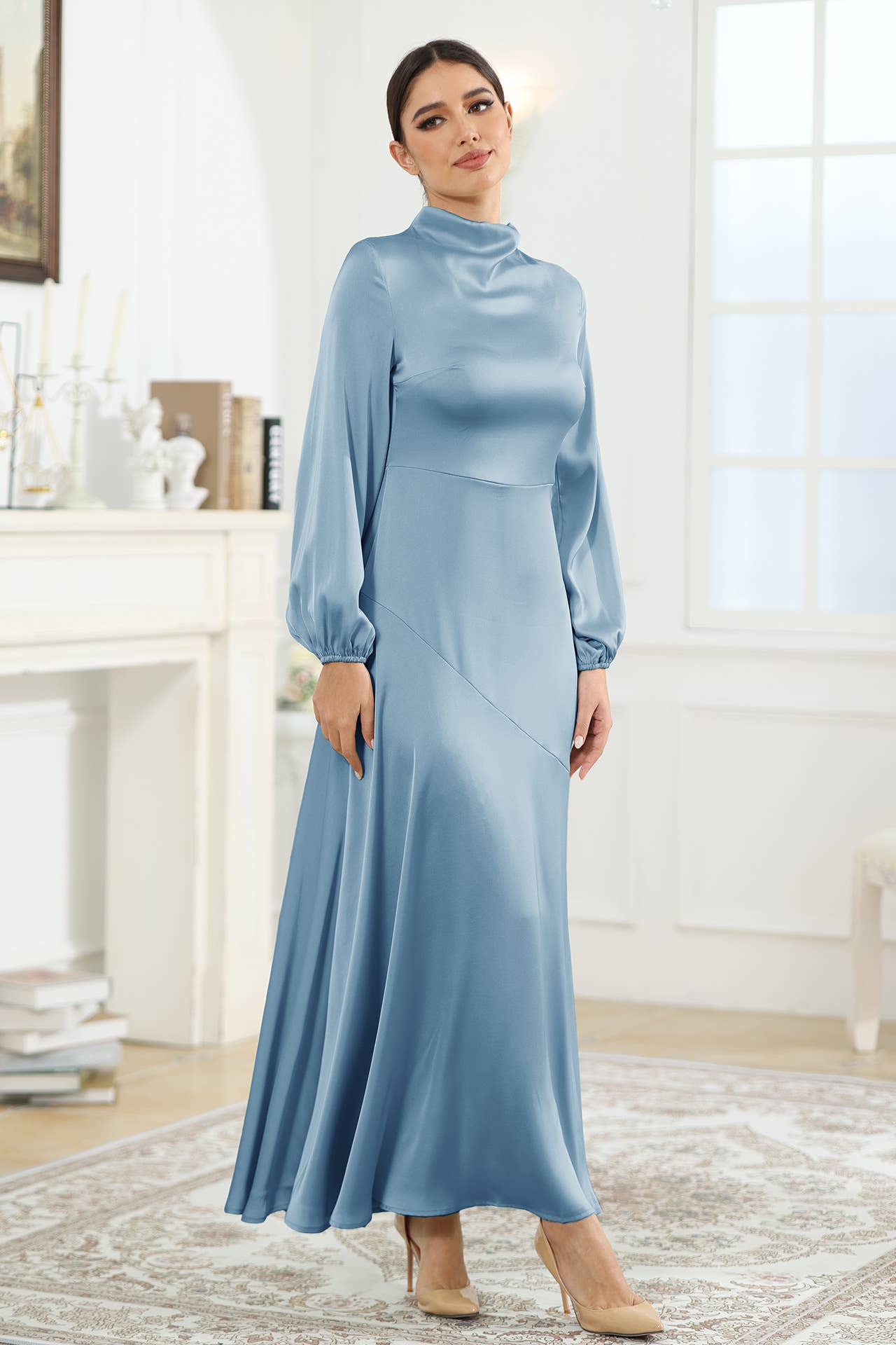 COLOR DING LONG-SLEEVED LOOSE TEMPERAMENT DRESS