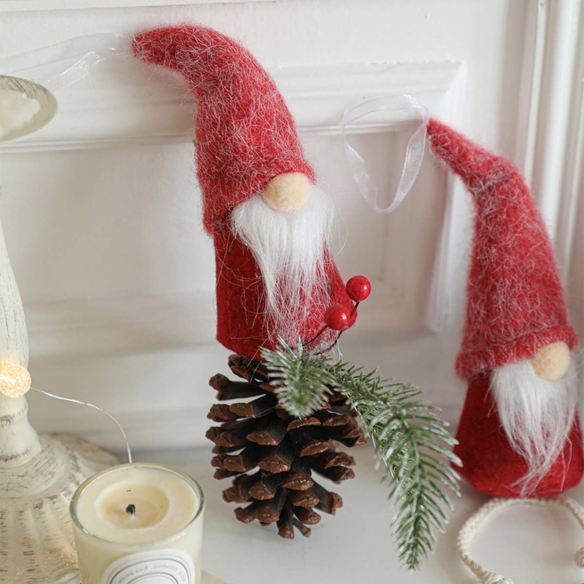 Red Felt Bird Santa Christmas Tree Hanging_CWMM9679
