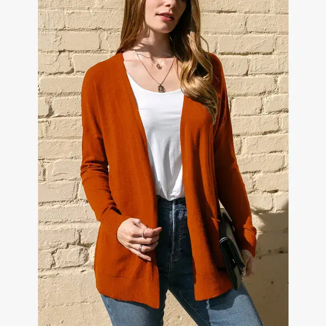 CWOSWL1827_LOOSE FIT WITH POCKET SWEATER CARDIGAN