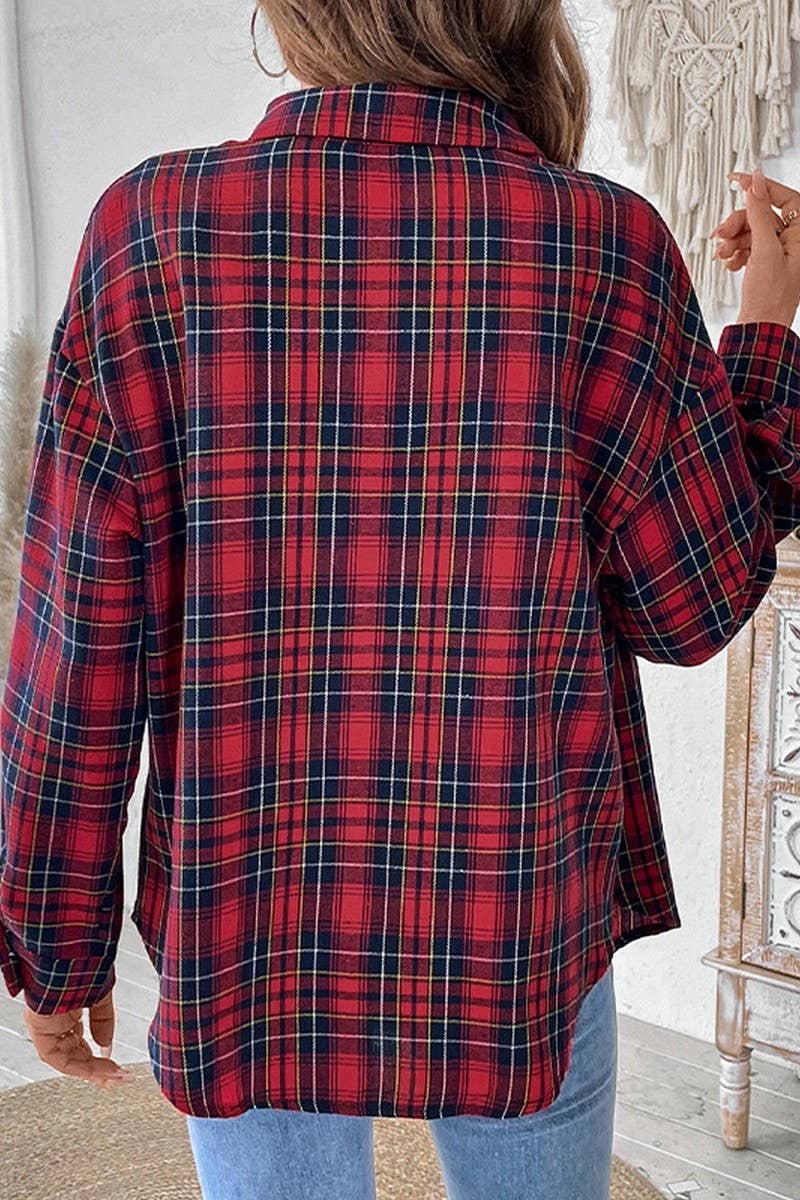 CWTBLL3710_NEW RETRO CASUAL PLAID SHIRT FOR SPRING AND AUTUM