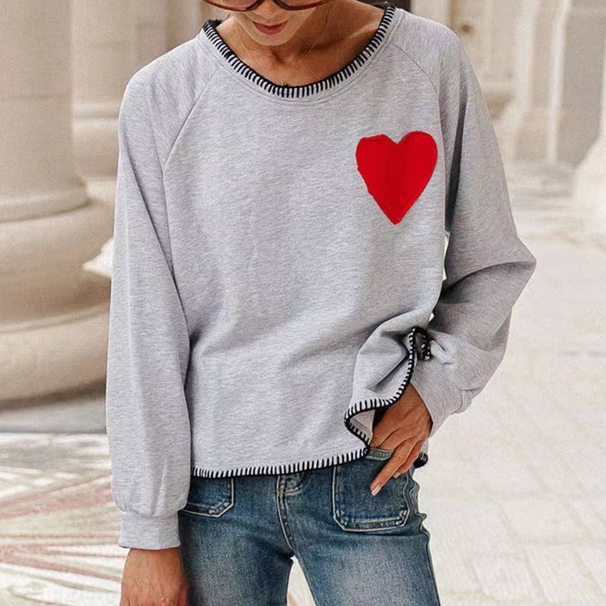 COMFORTABLE LOVE ROUND NECK LONG SLEEVE HOODIE