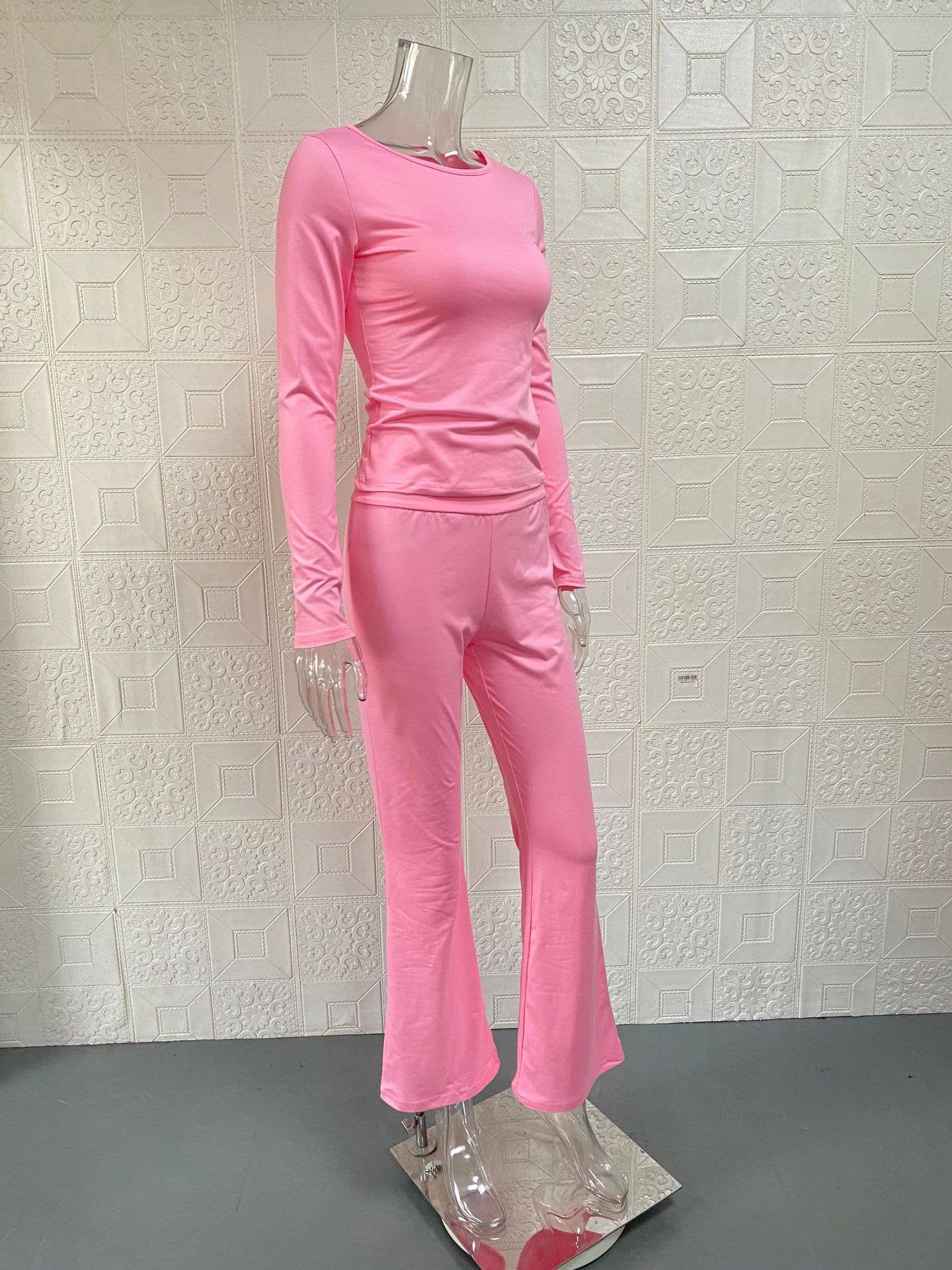 Crop top long sleeve flared trousers slim suit