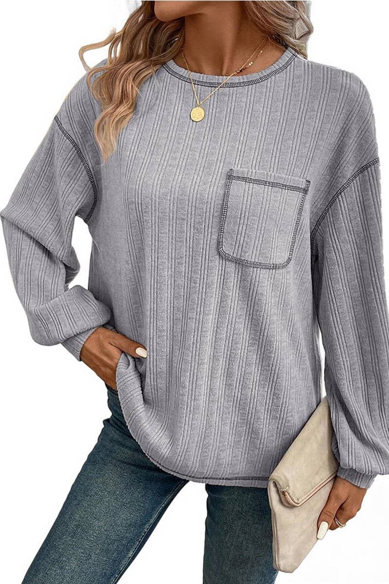 CWOSWL6851_SOLID COLOR ROUND NECK CASUAL LOOSE T-SHIRT