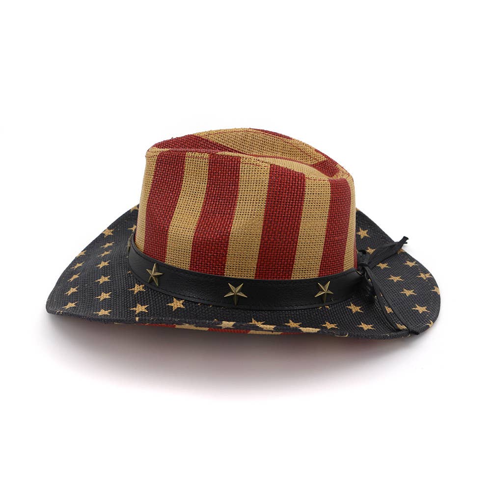 4th of July Vintage Cowboy Hat Woven Straw Unisex_CWAH1445