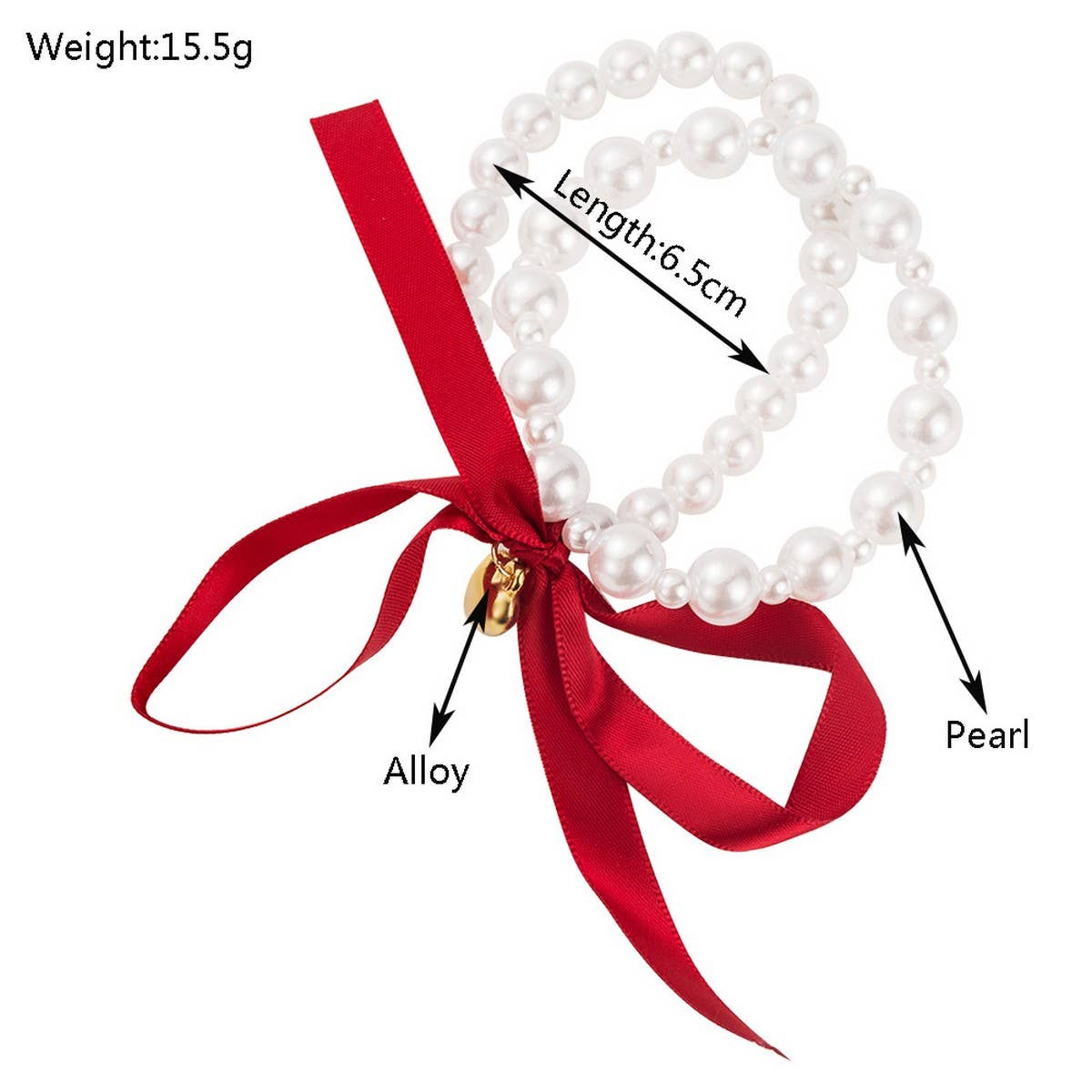 Delicate Heart Pearl Bow Hair Tie for Women