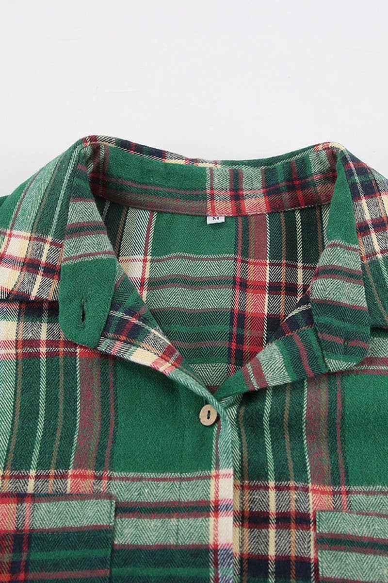 CWTBLL00628_RETRO LONG-SLEEVED CASUAL LOOSE PLAID SHIRT