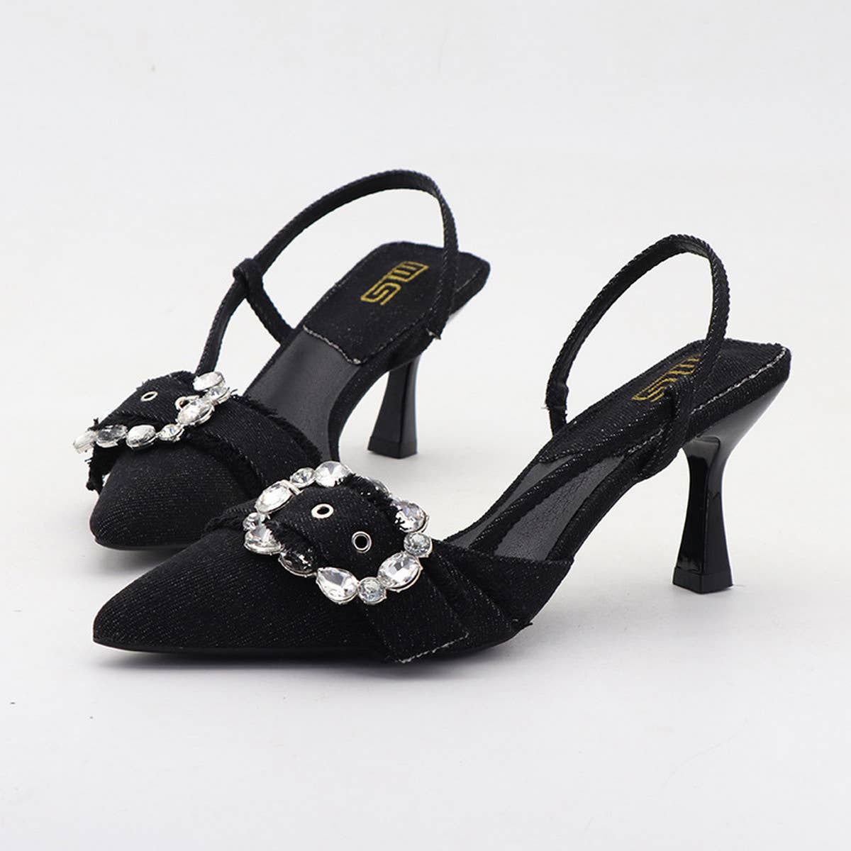 RHINESTONE POINTED TOE STILETTO HIGH HEELS
