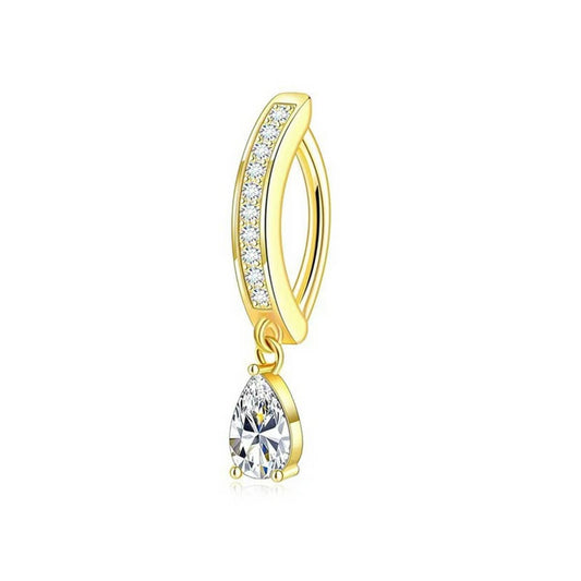 Curved Zircon Navel Piercing Ring in Copper