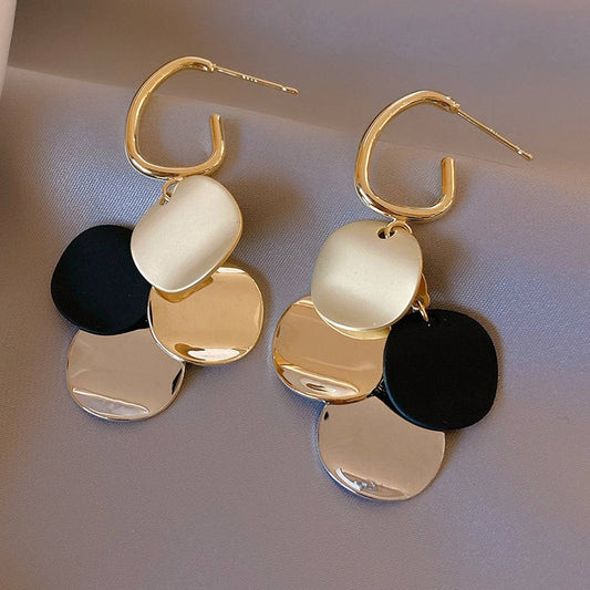 GEOMETRIC SEQUIN CIRCLE FASHION EARRINGS