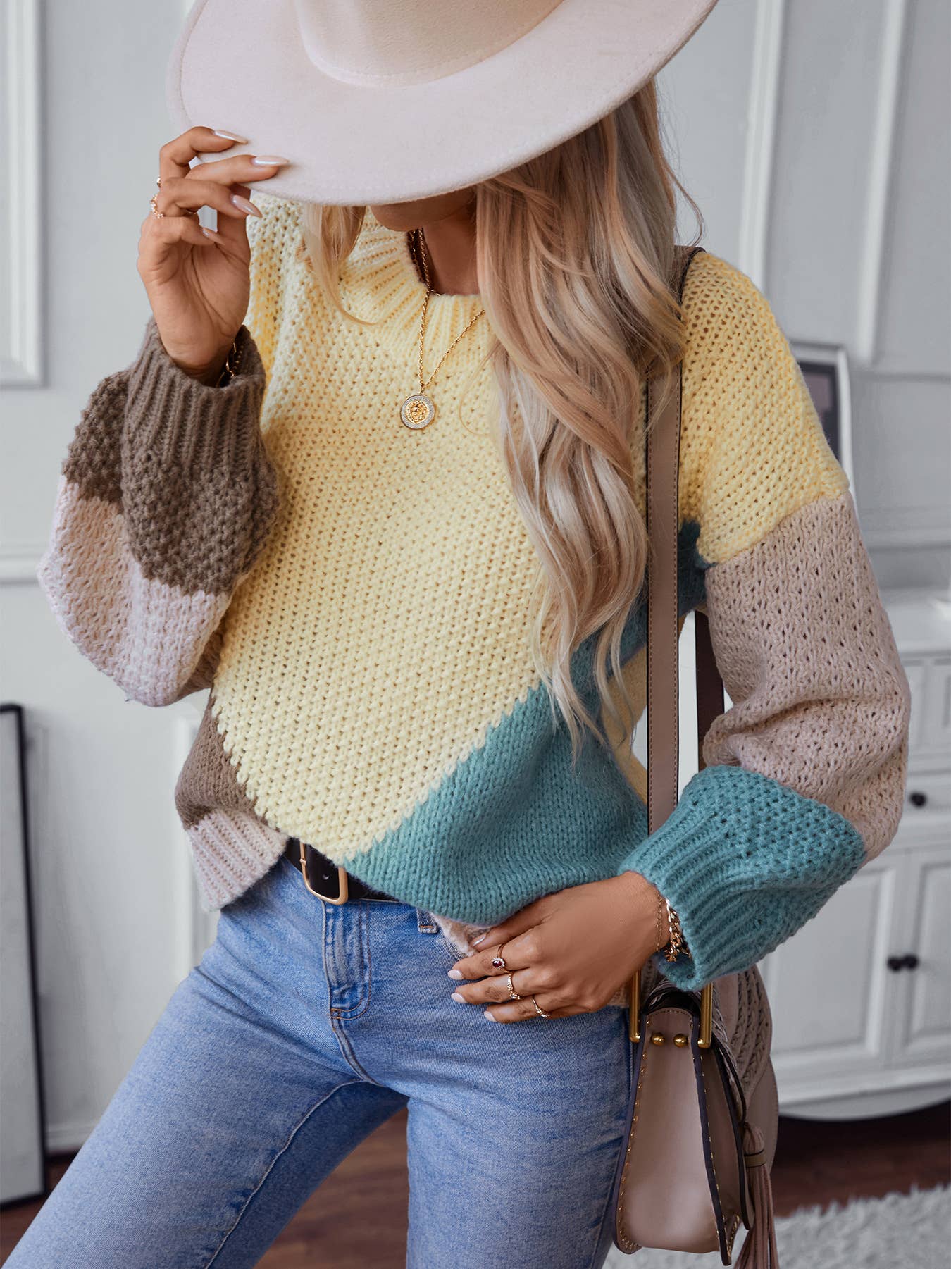 CASUAL CREW-NECK LONG-SLEEVED SWEATER TOP