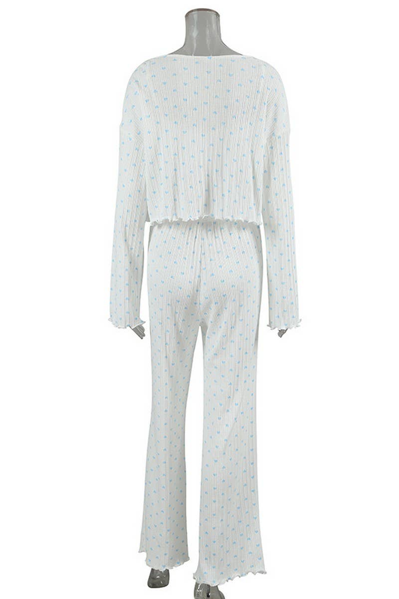 CWSPJ00525_KNIT HEART PAJAMA SET WOMEN 3 PIECE LOUNGEWEAR