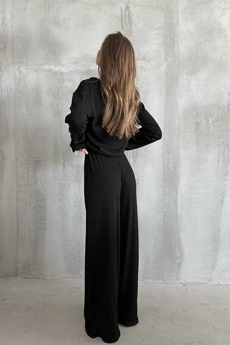 CWSPJ0257_KNITTED LONG-SLEEVED TROUSERS PAJAMA SET