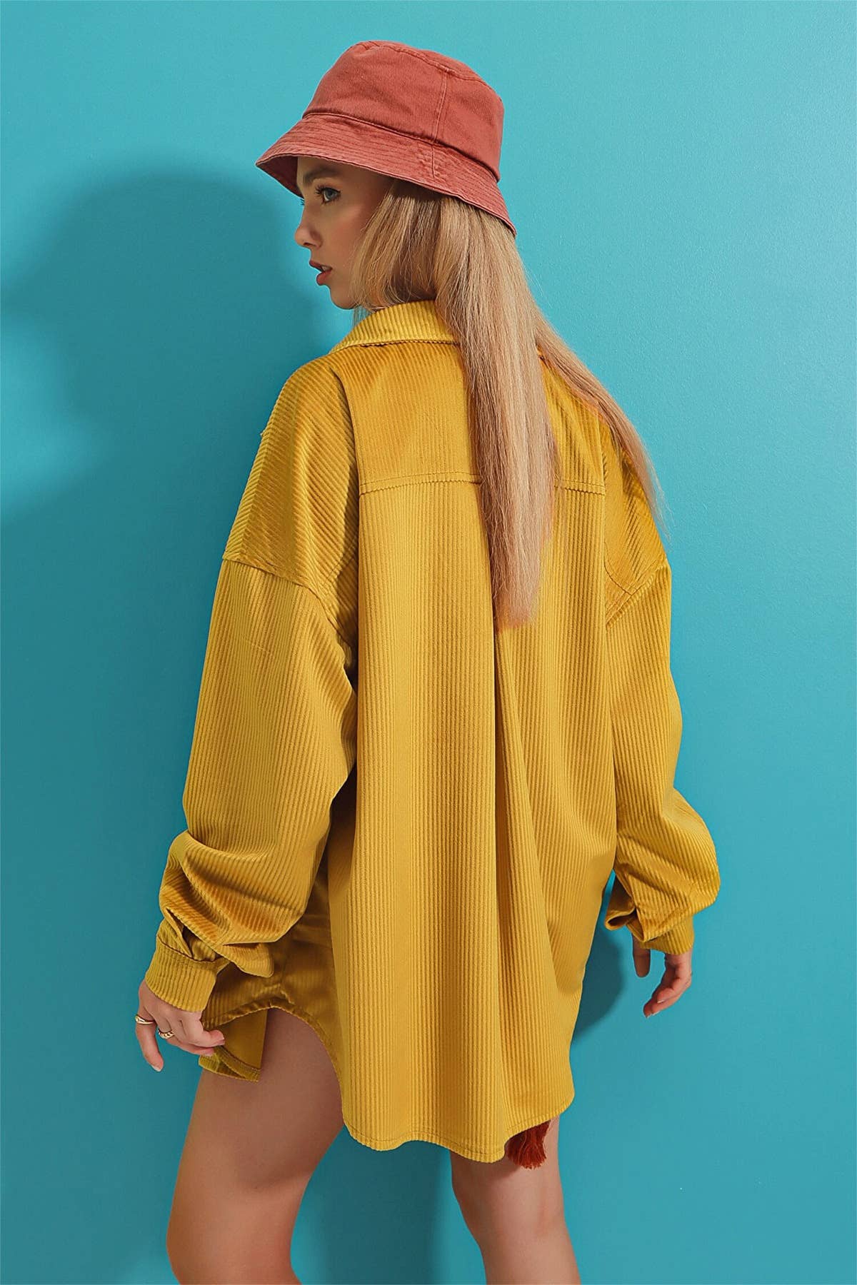 CORDUROY POCKET LONG SLEEVE IRREGULAR CARDIGAN