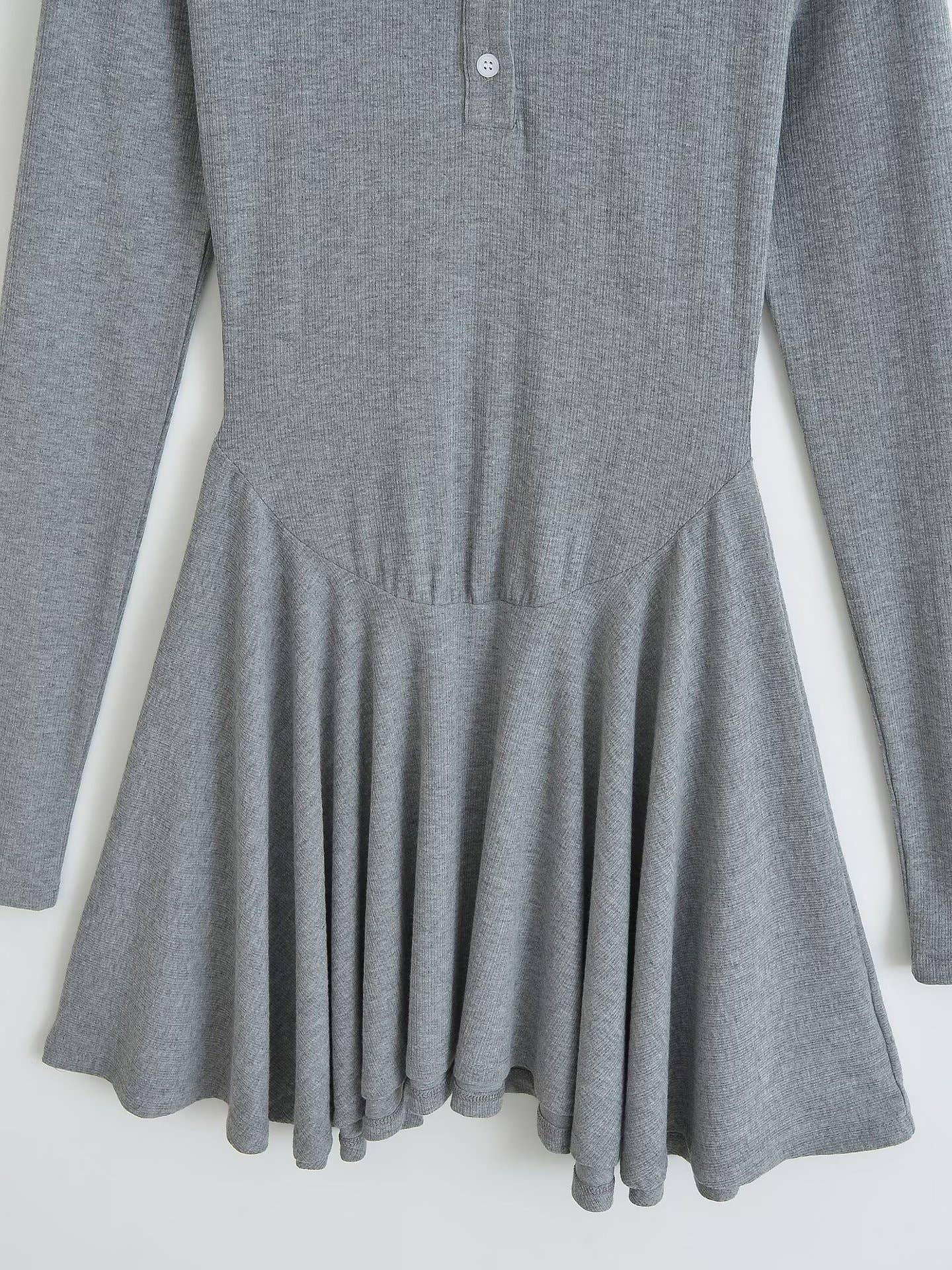 College style retro solid-color Polo lapel dress