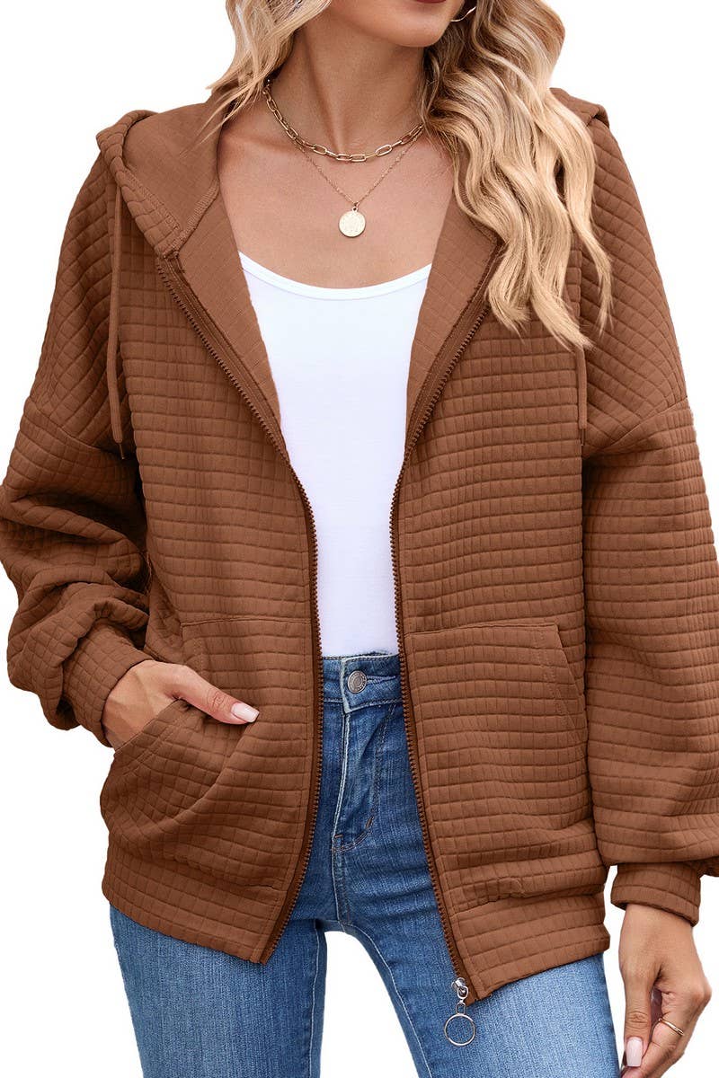 CWOHOL00660_SOLID COLOR ZIP-UP HOODED SWEATSHIRT JACKET