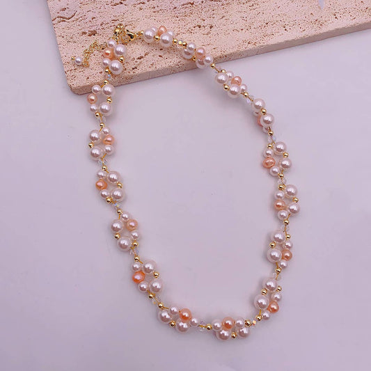 Niche design freshwater pearl patchwork bracelet