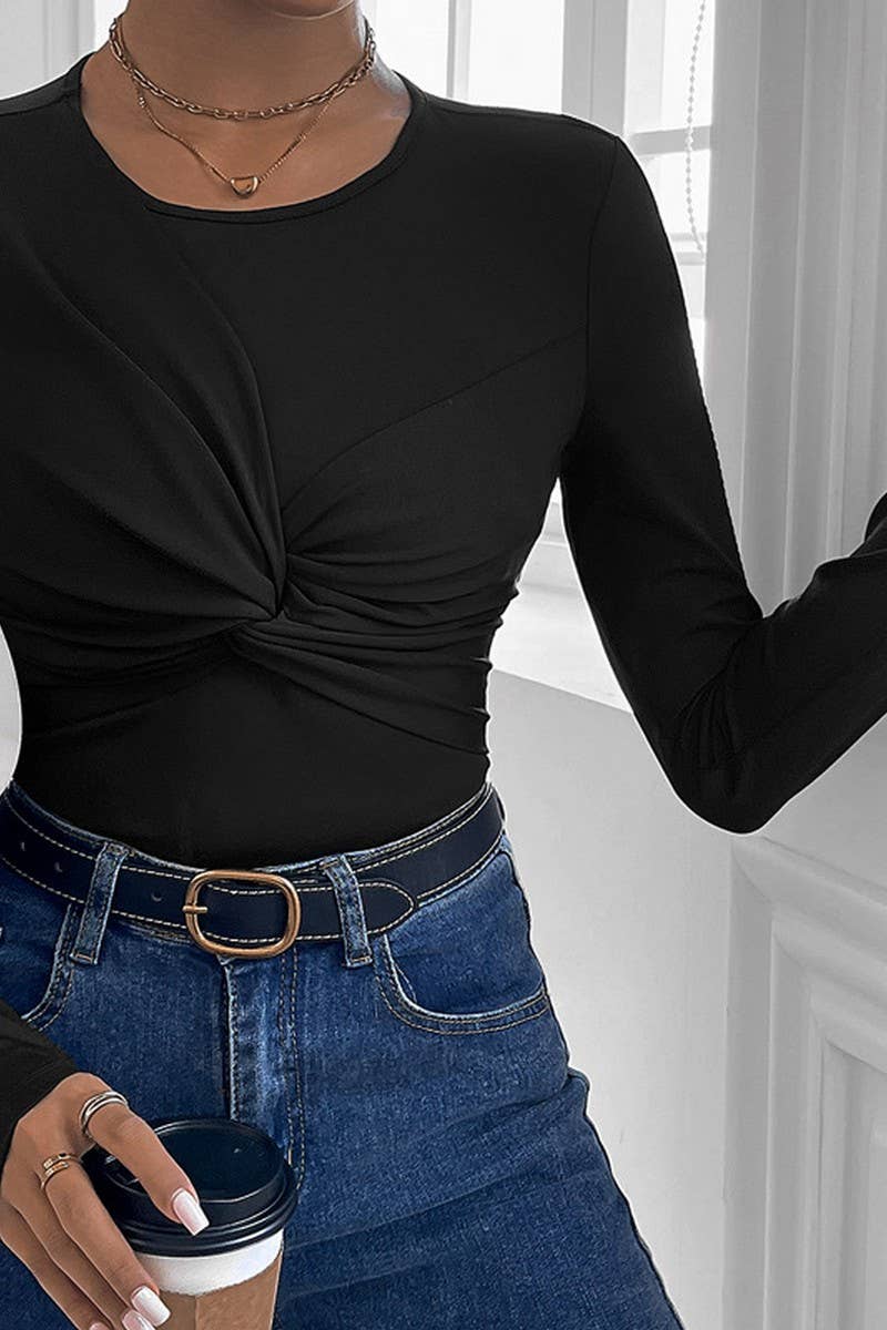 CWSBSL0115_SPRING AND FALL TWIST CREW NECK BODYSUIT