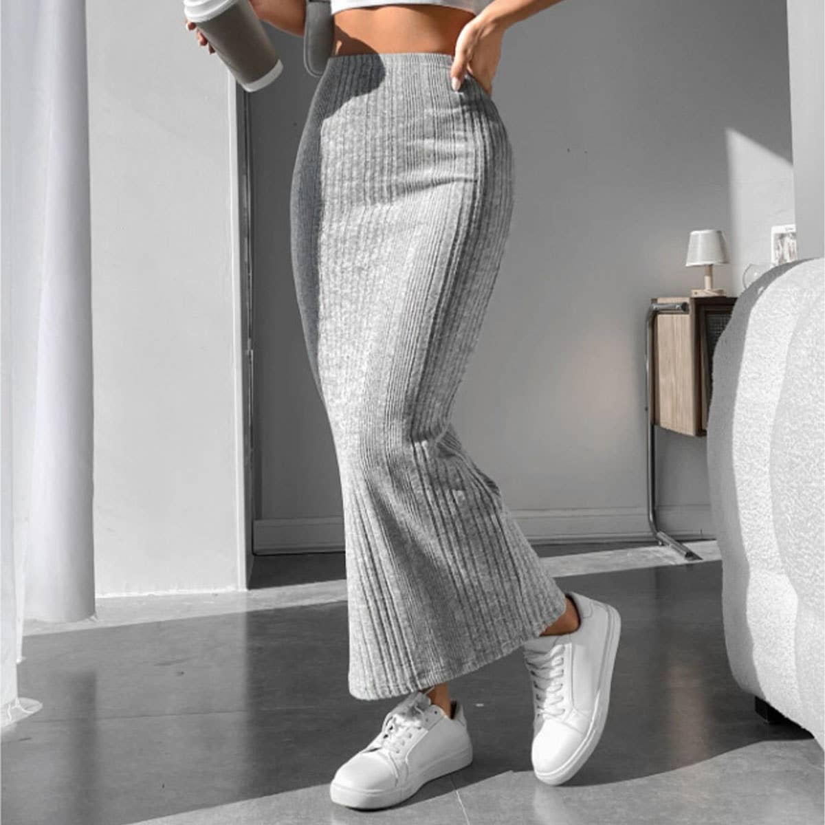 CASUAL SKIRT SLIM IRREGULAR STRIPED SKIRT