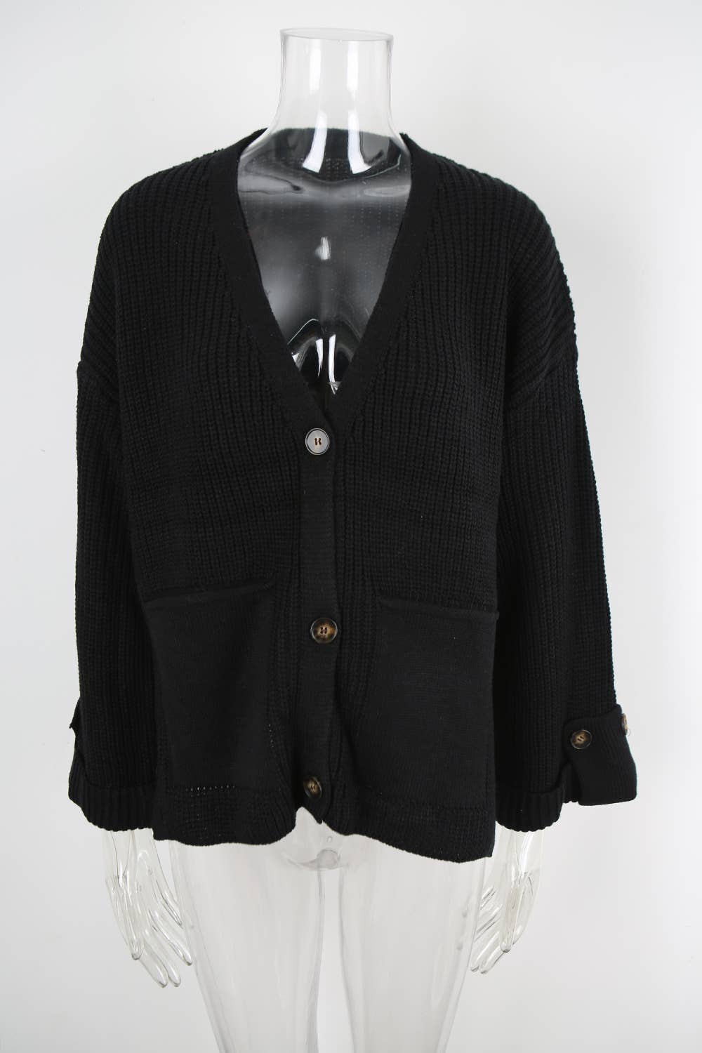 Fashionable V-neck loose knitted cardigan