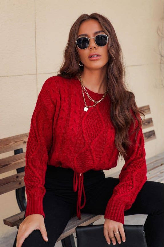 CREW NECK SHORT TWIST SHORT SWEATER