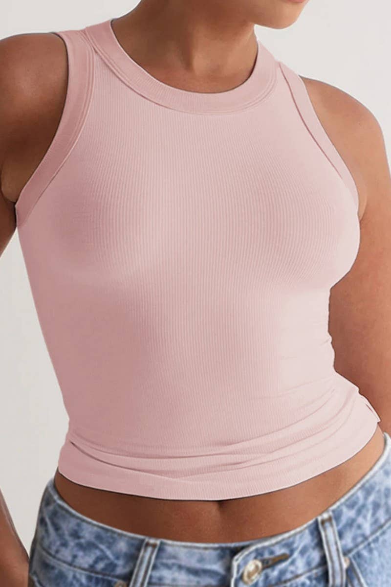 CWTTSL0386_CASUAL SOLID COLOR SEXY RIBBED VEST