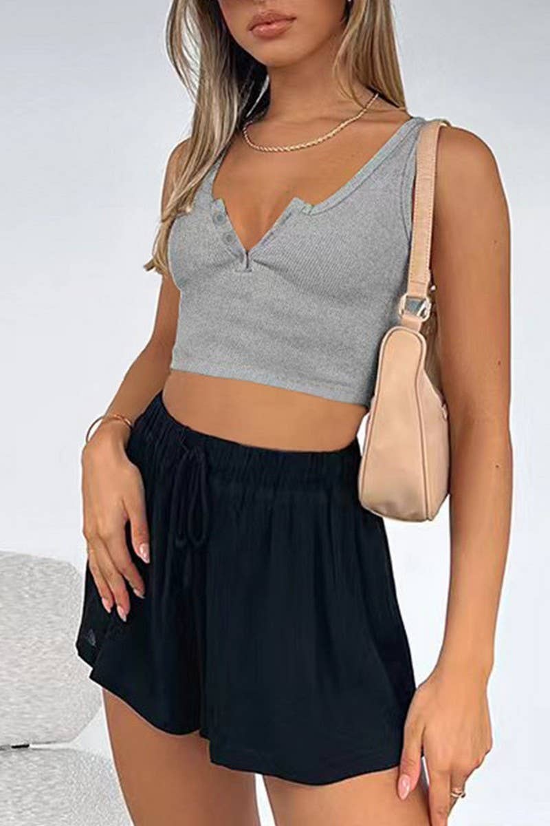CWTTK0814_RIBBED U-NECK BUTTON CROPPED SLEEVELESS TANK TOP