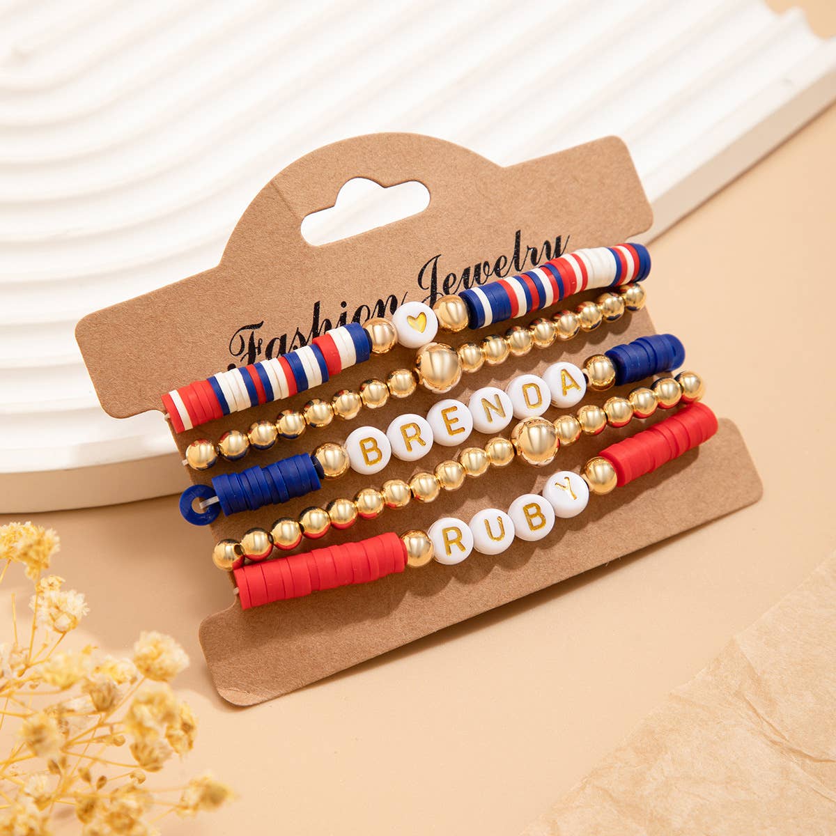 NEW FLAG CONTRAST COLOR BEADED BRACELET