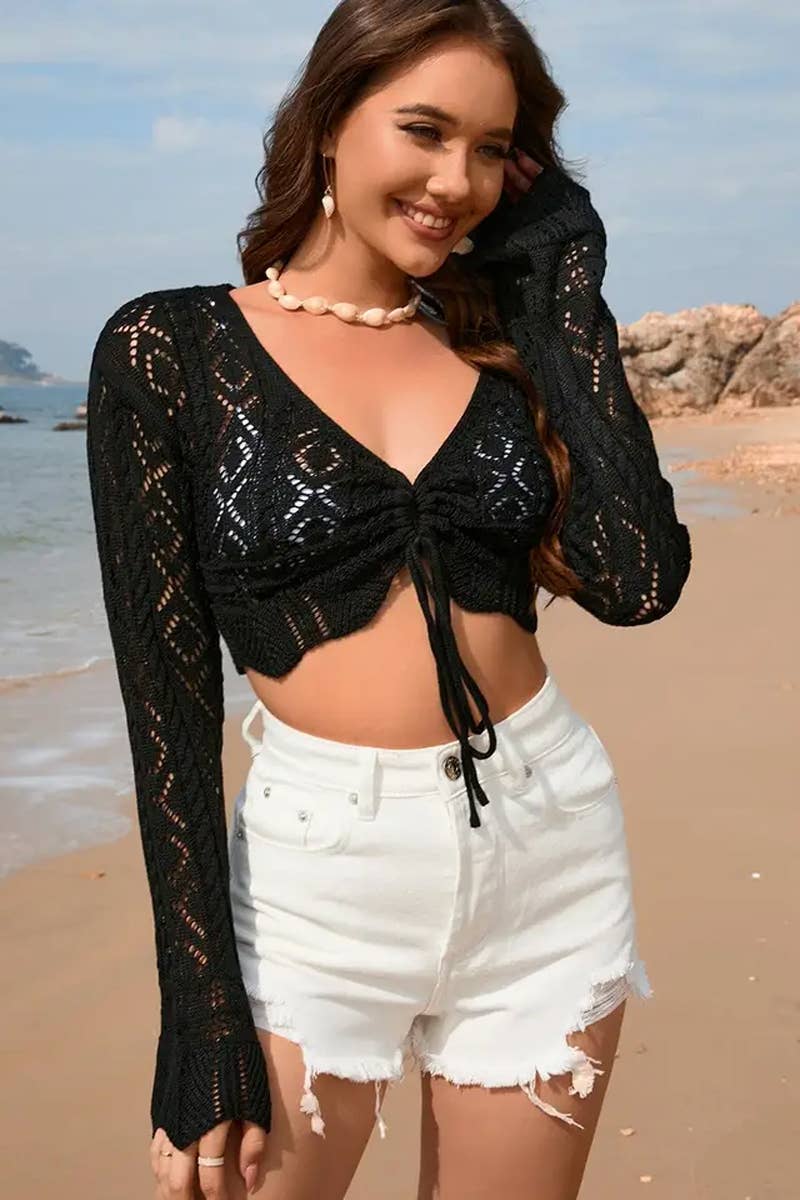 CWTTL1995_SPRING AND SUMMER V-NECK FASHION CARDIGAN