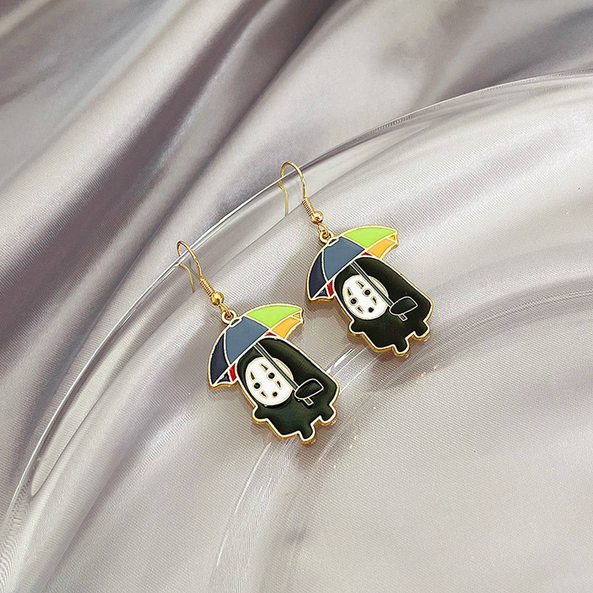 CARTOON FUNNY SEA URCHIN GHOST EARRINGS_CWAJE1846