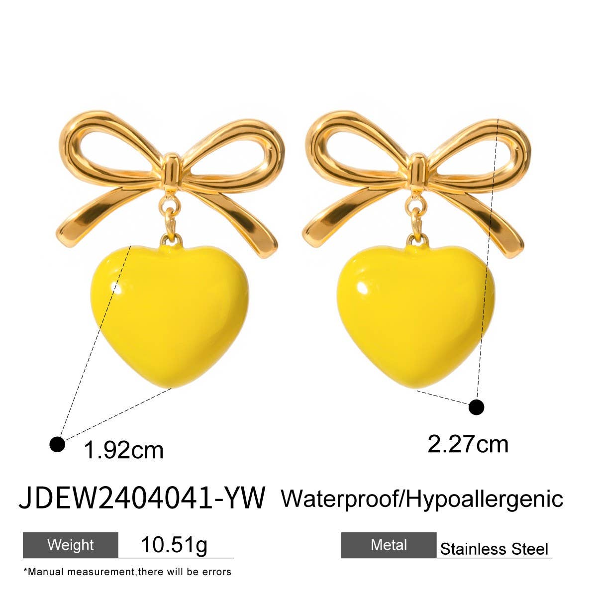 BOW WITH A HEART-SHAPED OIL DROP EARRINGS_CWAJE1881