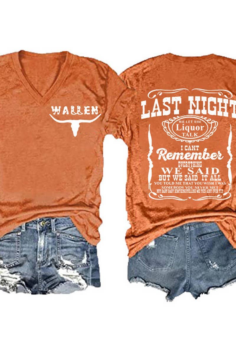 CWTTS1060_DOUBLE SIDED PRINTED V NECK SHORT SLEEVED T SHIRT