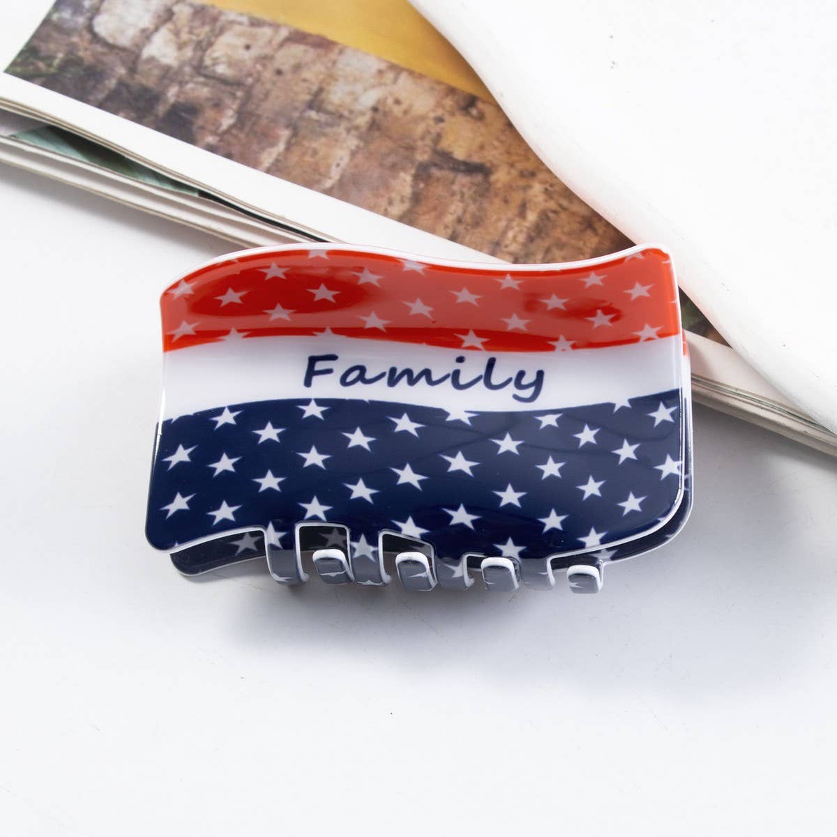 CWAHA1242_4TH OF JULY FLAG SERIES HAIR CLAW CLIP
