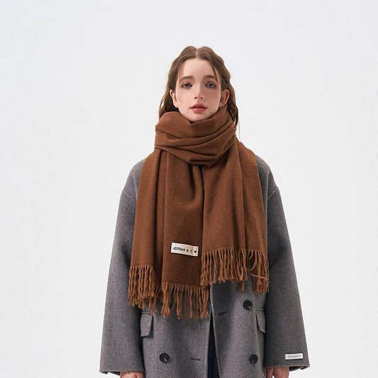 Colorblock Tassel Scarf - Thick Wrap for Students