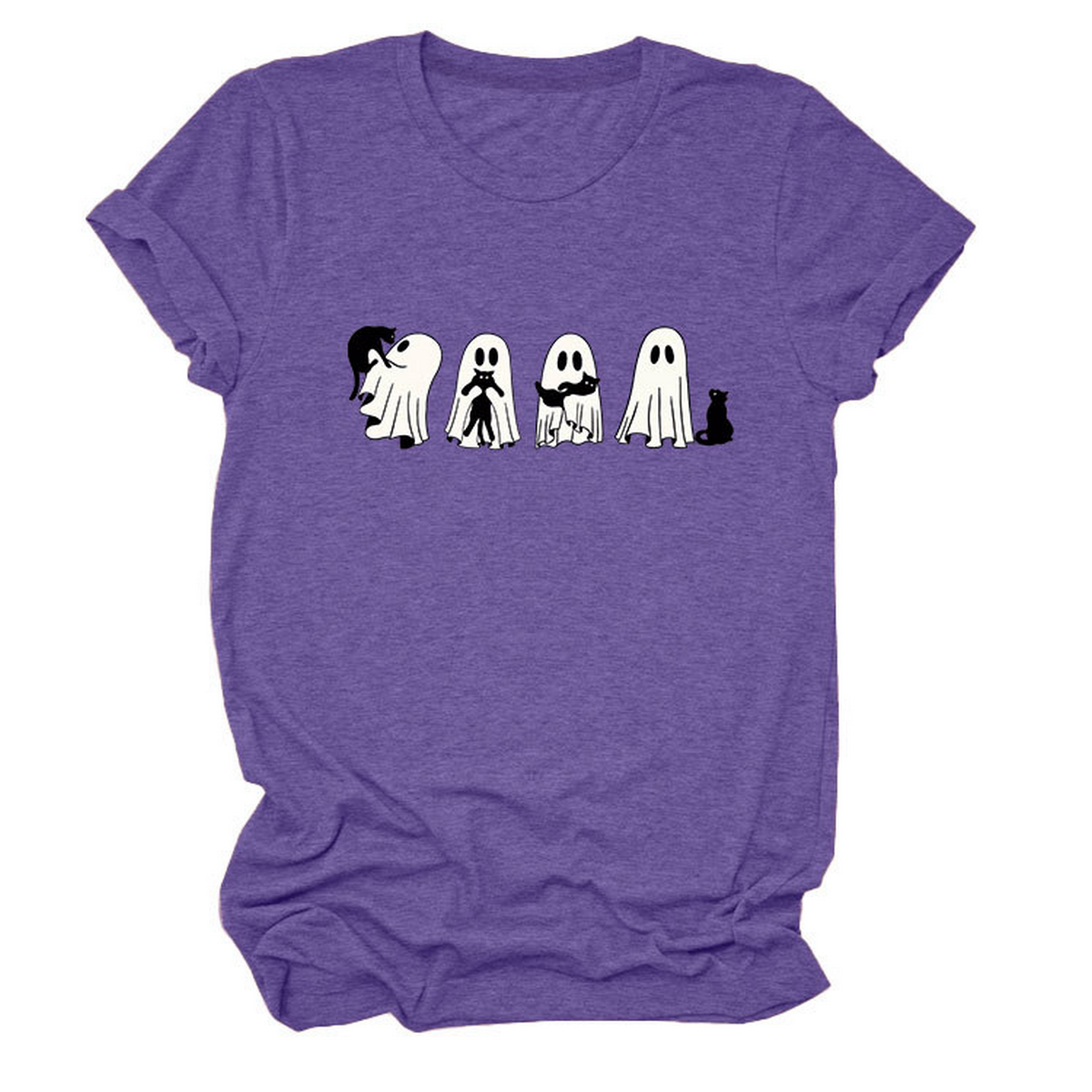 Ghost and Black Cat Tee ? Plus Size Casual Top