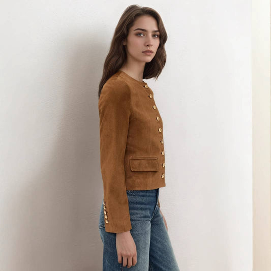 Fashionable metal single-breasted short coat