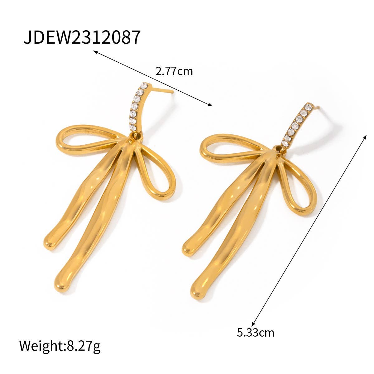 FASHION 18K GOLD STAINLESS STEEL BOW EARRINGS_CWASC1682