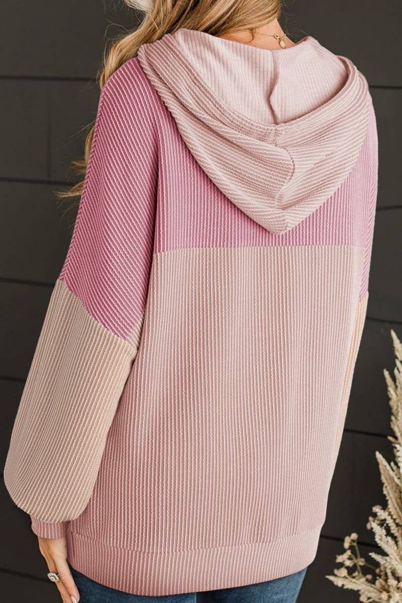 CWOHOL00597_TWIST STRIPE COLORBLOCK LONG SLEEVE HOODIE